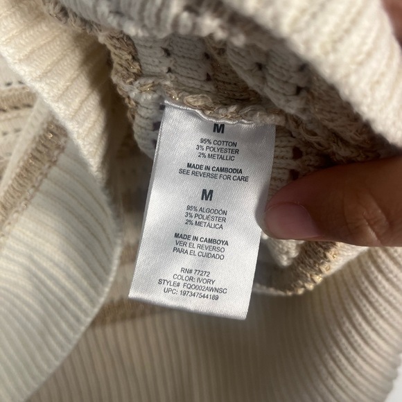 French Connection Sleeveless tan and gold knitted sweater size medium - Picture 3 of 5